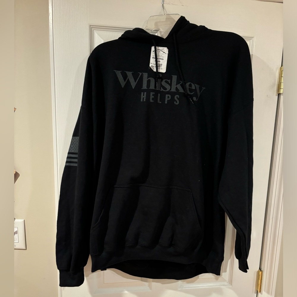 Black 'Whiskey Helps' Hoodie Grunt Style